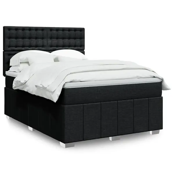 Gossi pat box spring cu saltea, negru, 140x200 cm, textil