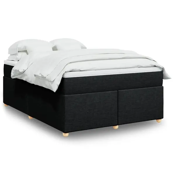 Gossi pat box spring cu saltea, negru, 140x200 cm, textil