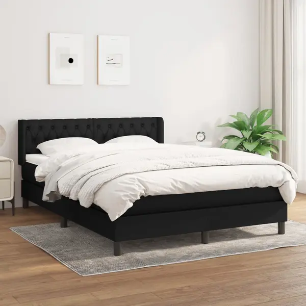 Gossi pat box spring cu saltea, negru, 140x200 cm, textil