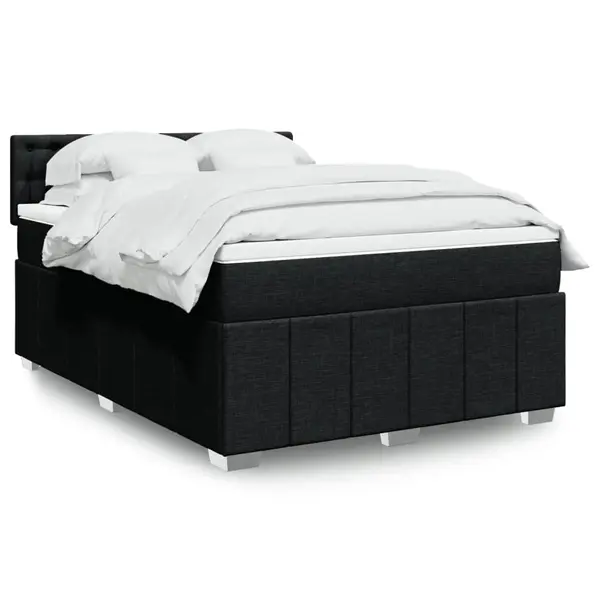 Gossi pat box spring cu saltea, negru, 140x200 cm, textil
