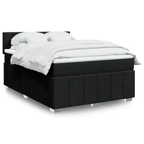 Gossi pat box spring cu saltea, negru, 140x200 cm, textil