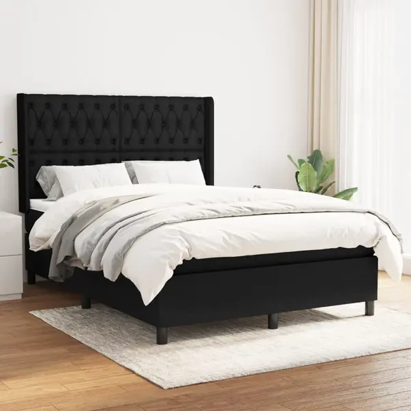 Gossi pat box spring cu saltea, negru, 140x200 cm, textil