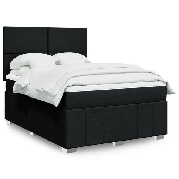Gossi pat box spring cu saltea, negru, 140x200 cm, textil