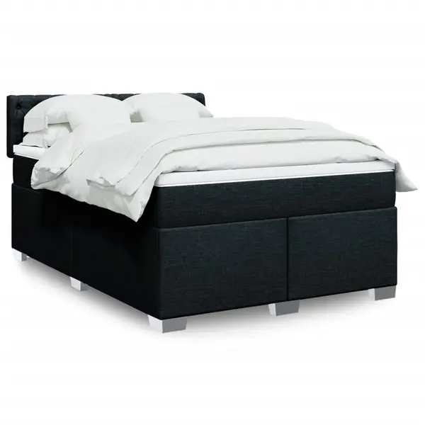Gossi pat box spring cu saltea, negru, 140x200 cm, textil