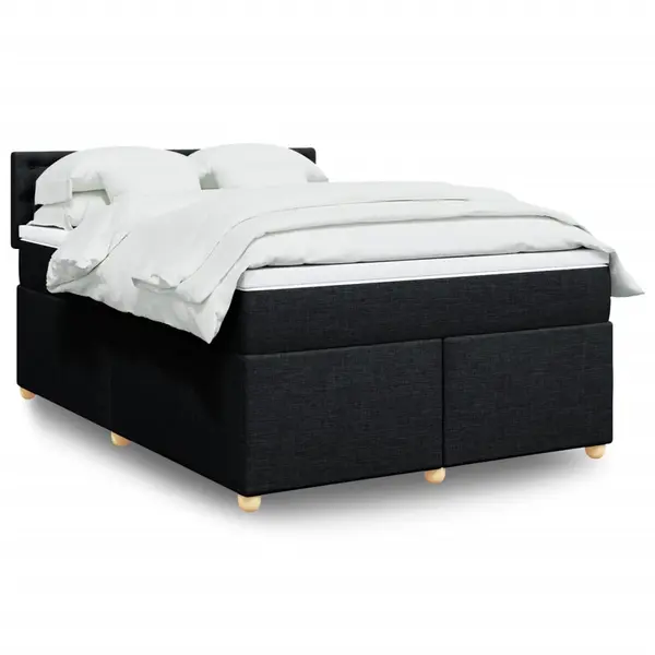 Gossi pat box spring cu saltea, negru, 140x200 cm, textil