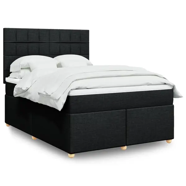 Gossi pat box spring cu saltea, negru, 140x200 cm, textil