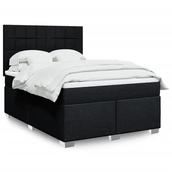 Gossi pat box spring cu saltea, negru, 140x200 cm, textil
