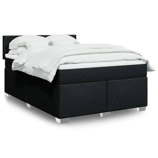 Gossi pat box spring cu saltea, negru, 140x200 cm, textil