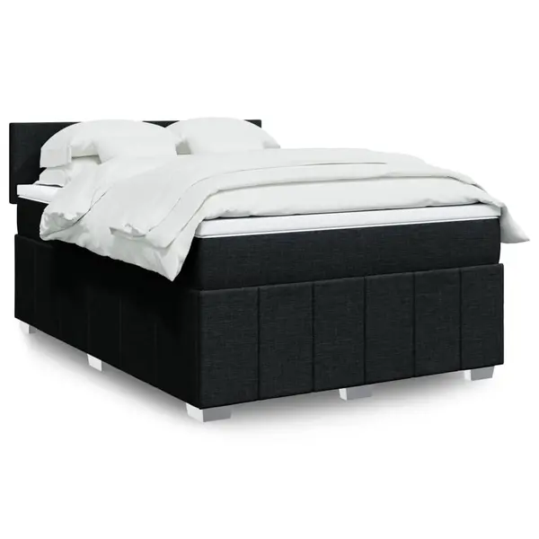 Gossi pat box spring cu saltea, negru, 140x200 cm, textil
