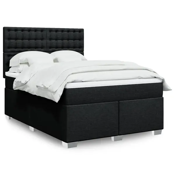 Gossi pat box spring cu saltea, negru, 140x200 cm, textil