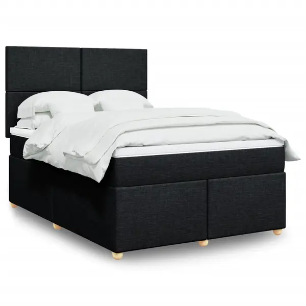 Gossi pat box spring cu saltea, negru, 140x200 cm, textil