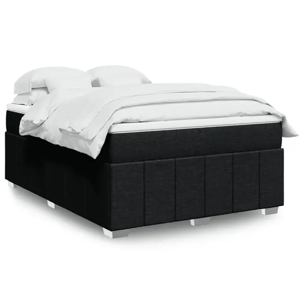 Gossi pat box spring cu saltea, negru, 140x200 cm, textil