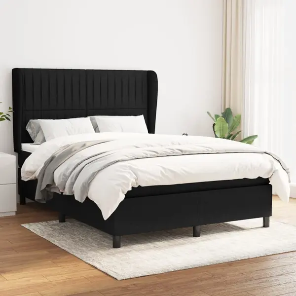 Gossi pat box spring cu saltea, negru, 140x200 cm, textil