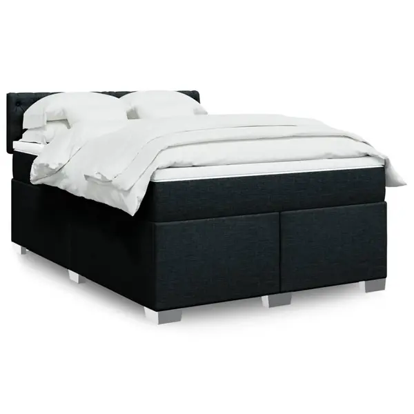 Gossi pat box spring cu saltea, negru, 140x200 cm, textil