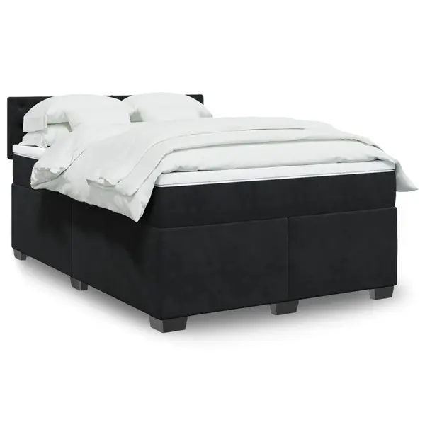 Gossi pat box spring cu saltea, negru, 160x200 cm, catifea