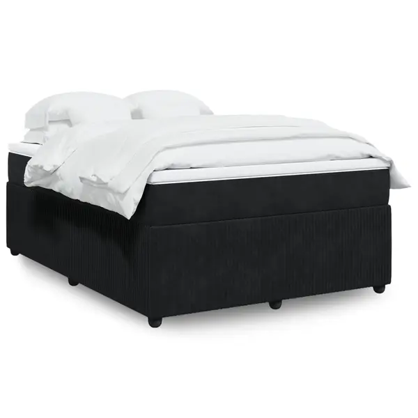 Gossi pat box spring cu saltea, negru, 160x200 cm, catifea
