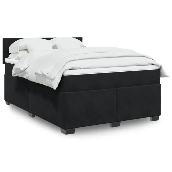 Gossi pat box spring cu saltea, negru, 160x200 cm, catifea