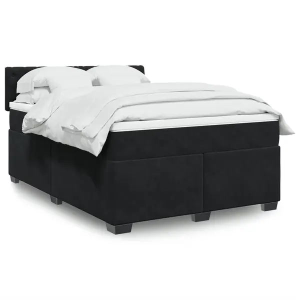 Gossi pat box spring cu saltea, negru, 160x200 cm, catifea