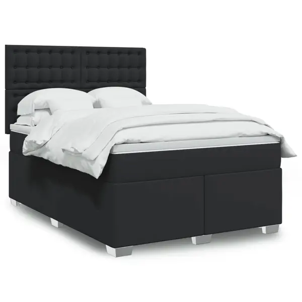 Gossi pat box spring cu saltea, negru, 160x200 cm, piele ecologica