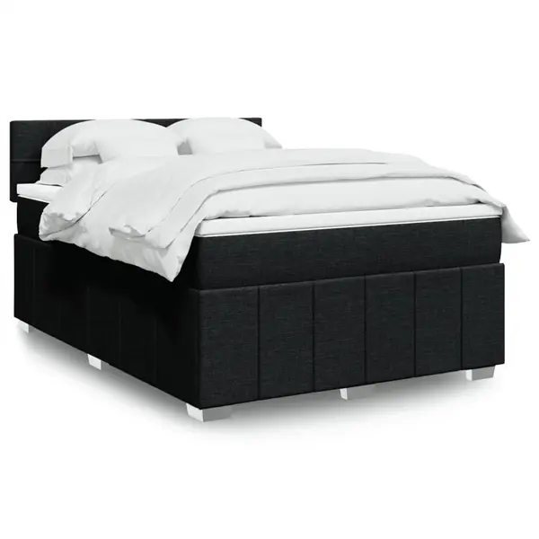 Gossi pat box spring cu saltea, negru, 160x200 cm, textil