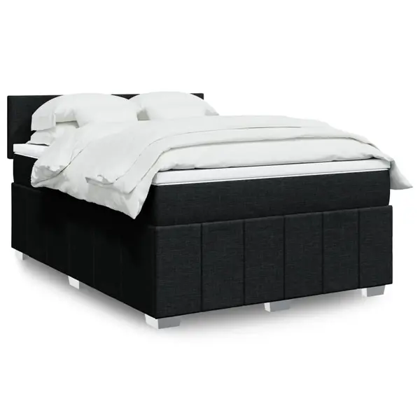 Gossi pat box spring cu saltea, negru, 160x200 cm, textil