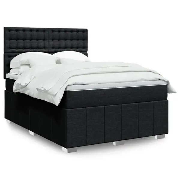 Gossi pat box spring cu saltea, negru, 160x200 cm, textil