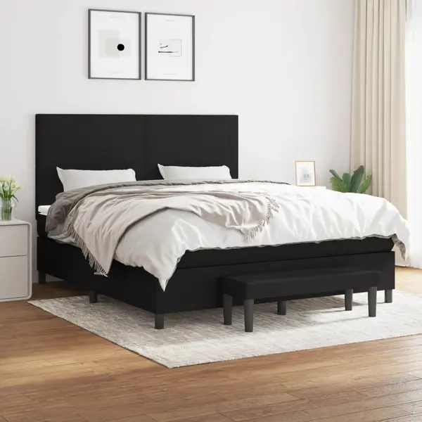 Gossi pat box spring cu saltea, negru, 160x200 cm, textil