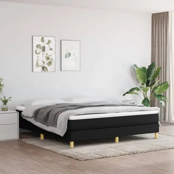 Gossi pat box spring cu saltea, negru, 160x200 cm, textil