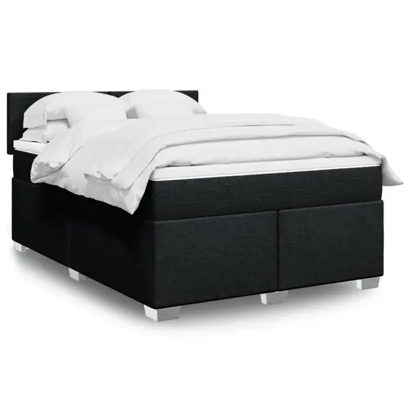 Gossi pat box spring cu saltea, negru, 160x200 cm, textil