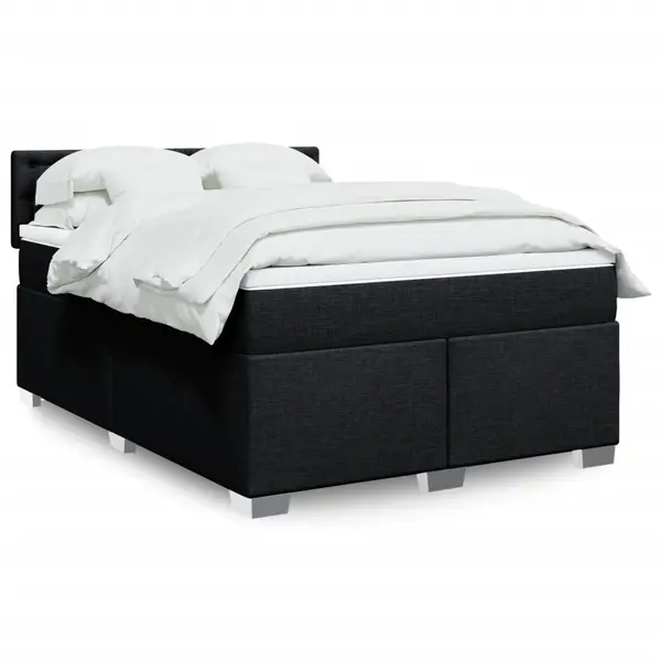 Gossi pat box spring cu saltea, negru, 160x200 cm, textil
