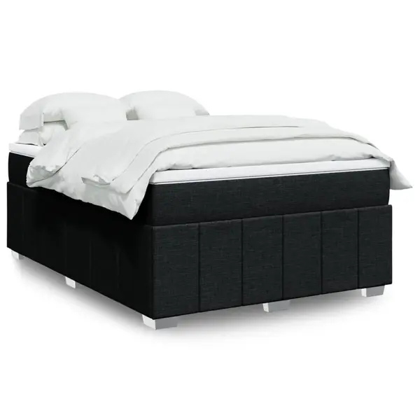 Gossi pat box spring cu saltea, negru, 160x200 cm, textil