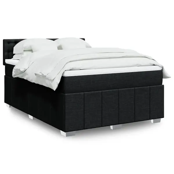 Gossi pat box spring cu saltea, negru, 160x200 cm, textil