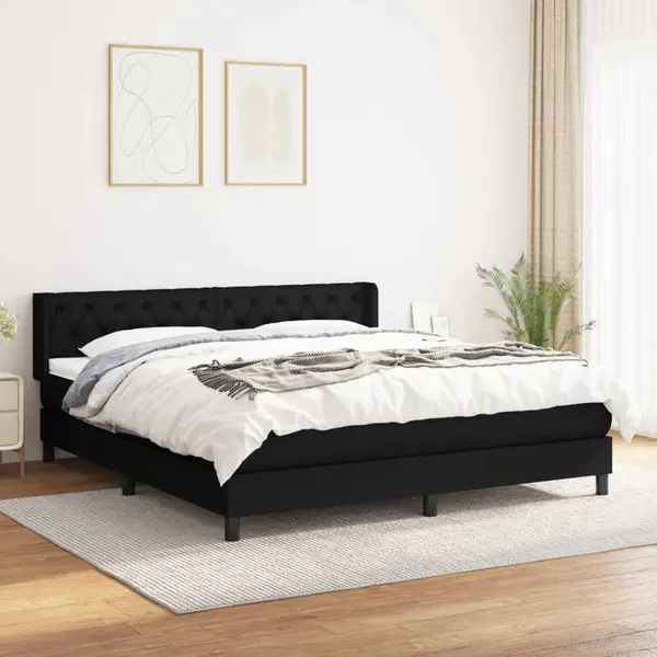Gossi pat box spring cu saltea, negru, 160x200 cm, textil