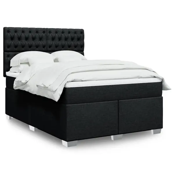 Gossi pat box spring cu saltea, negru, 160x200 cm, textil