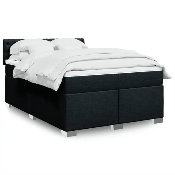 Gossi pat box spring cu saltea, negru, 160x200 cm, textil