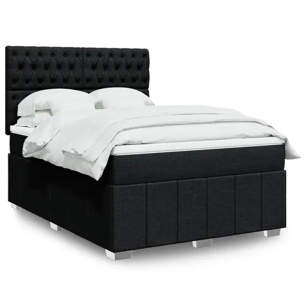 Gossi pat box spring cu saltea, negru, 160x200 cm, textil
