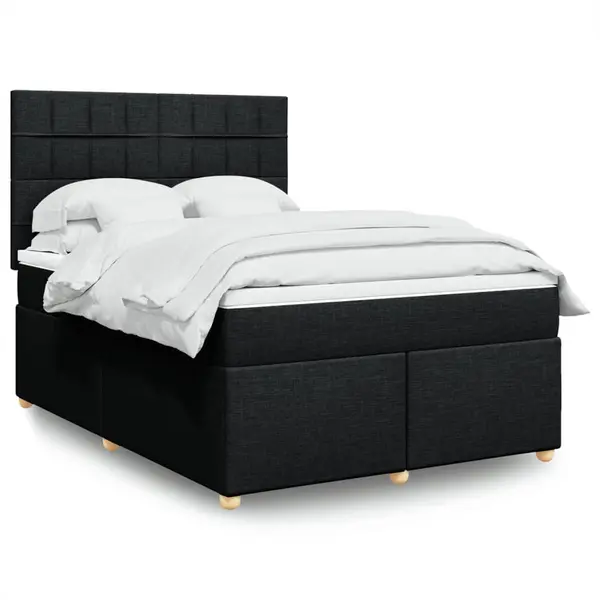 Gossi pat box spring cu saltea, negru, 160x200 cm, textil