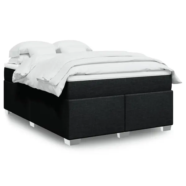Gossi pat box spring cu saltea, negru, 160x200 cm, textil