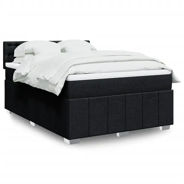 Gossi pat box spring cu saltea, negru, 160x200 cm, textil