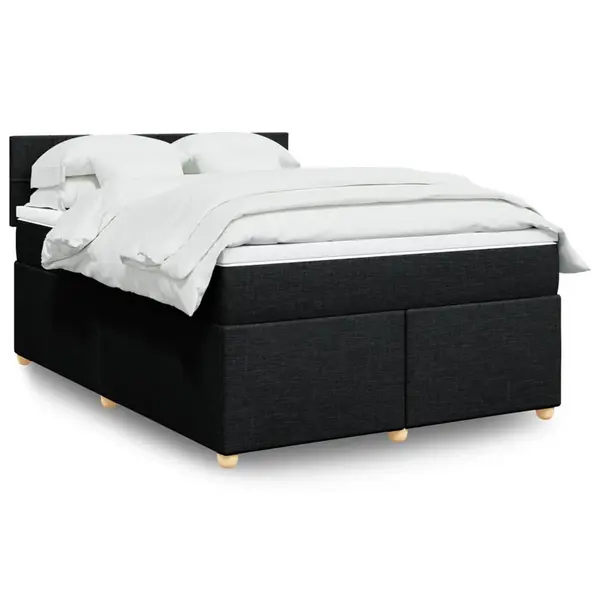 Gossi pat box spring cu saltea, negru, 160x200 cm, textil