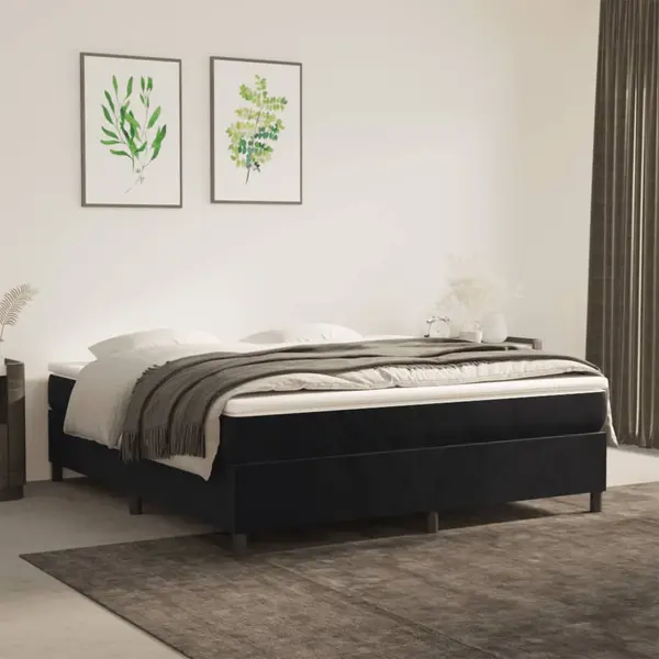 Gossi pat box spring cu saltea, negru, 180x200 cm, catifea
