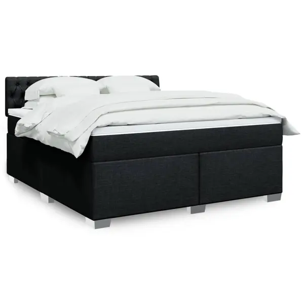 Gossi pat box spring cu saltea, negru, 180x200 cm, catifea