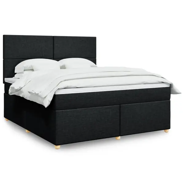 Gossi pat box spring cu saltea, negru, 180x200 cm, catifea