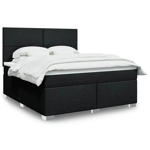 Gossi pat box spring cu saltea, negru, 180x200 cm, catifea