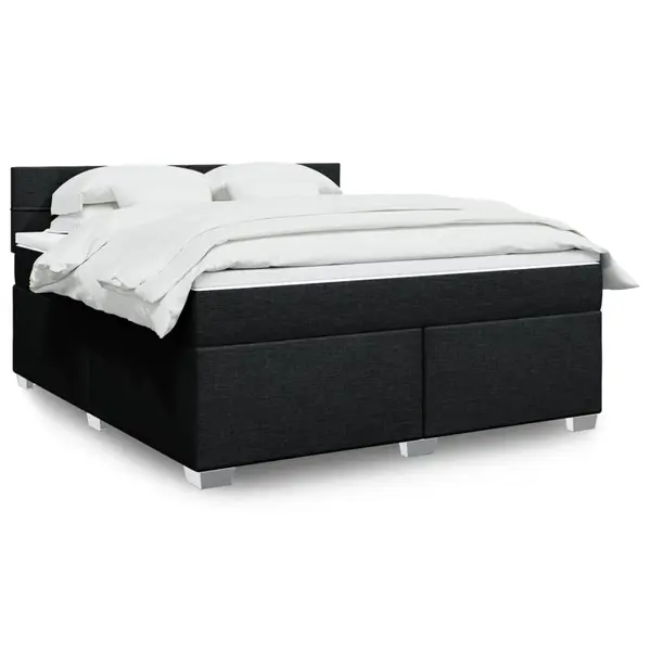 Gossi pat box spring cu saltea, negru, 180x200 cm, catifea