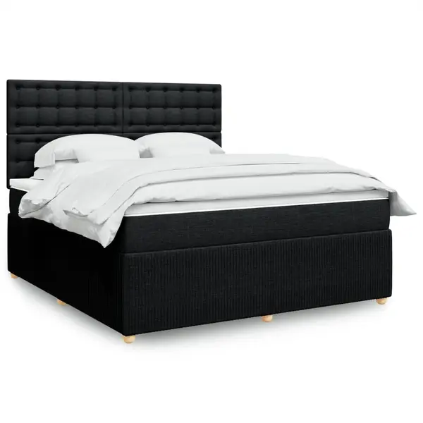 Gossi pat box spring cu saltea, negru, 180x200 cm, catifea
