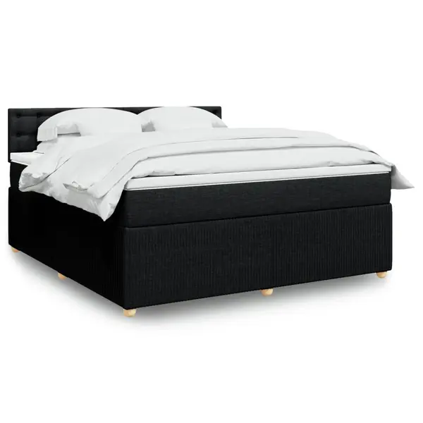 Gossi pat box spring cu saltea, negru, 180x200 cm, catifea