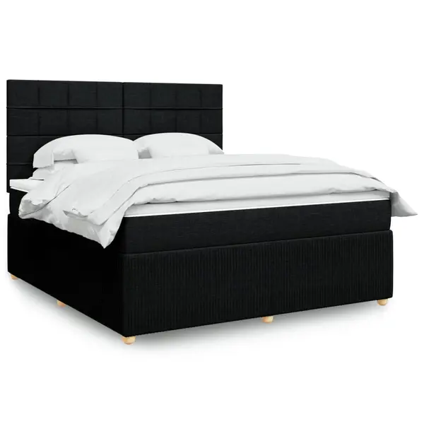Gossi pat box spring cu saltea, negru, 180x200 cm, catifea