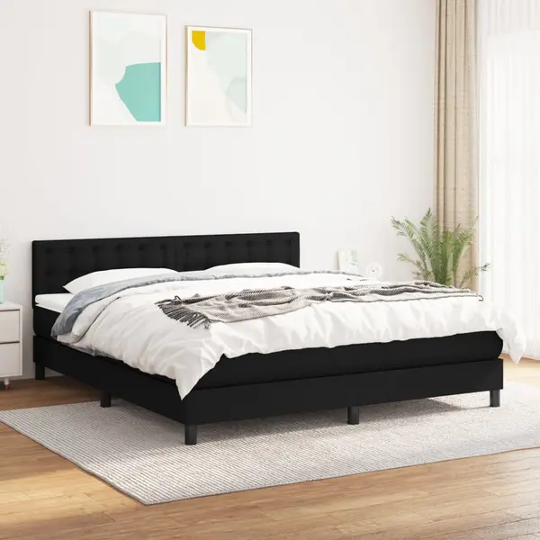 Gossi pat box spring cu saltea, negru, 180x200 cm, catifea