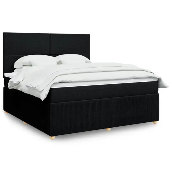 Gossi pat box spring cu saltea, negru, 180x200 cm, catifea